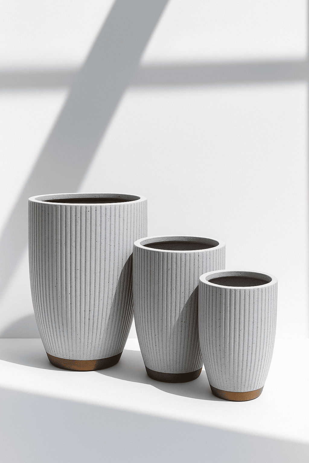 Serene Ribbed Terracotta Base Planters