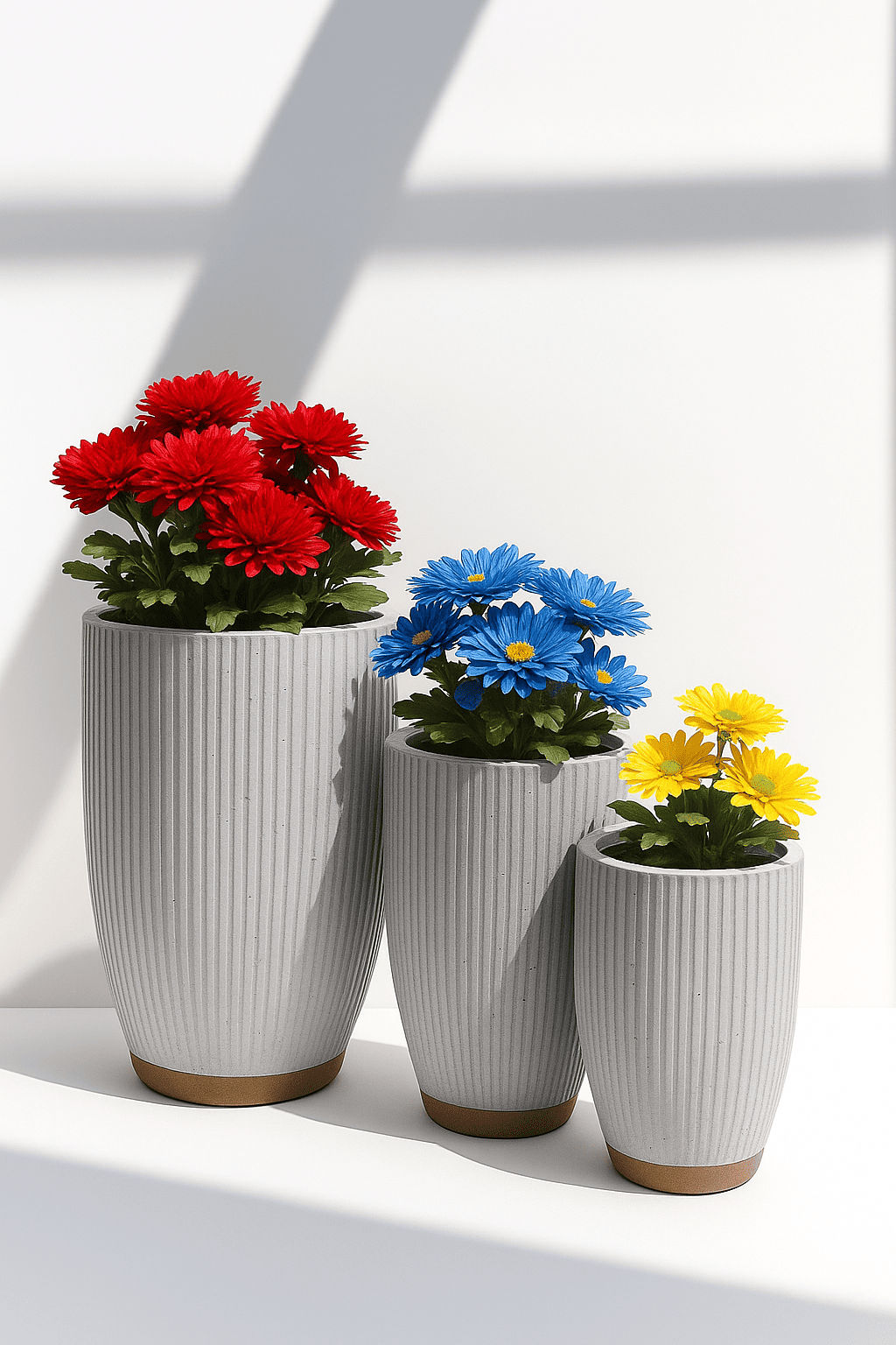 Serene Ribbed Terracotta Base Planters