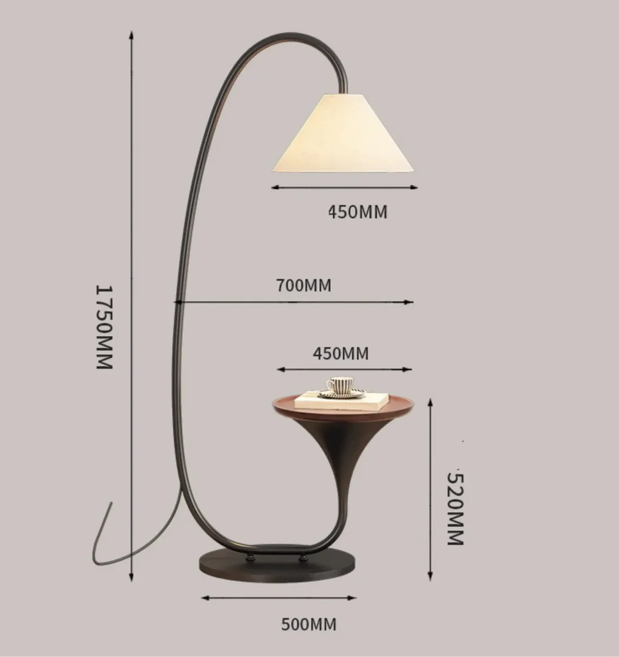 Lumia Arc Floor Lamp with Built In Side Table - Wall Mirror - HomeCene UAE