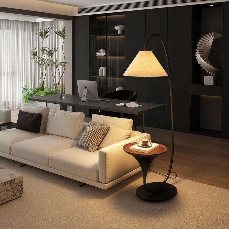 Lumia Arc Floor Lamp with Built In Side Table - HomeCene UAE