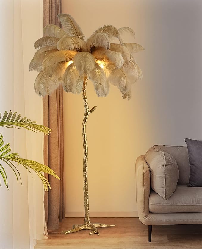 Luxury Decorative Feather Tree Lamp - Wall Mirror - HomeCene UAE
