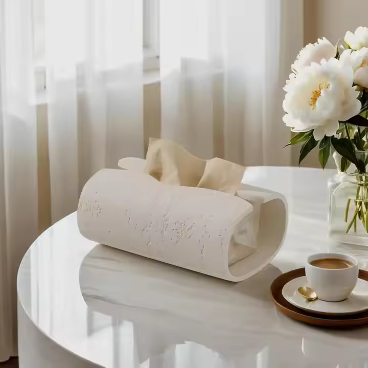Stone Cave Texture Tissue Box White - HomeCene UAE
