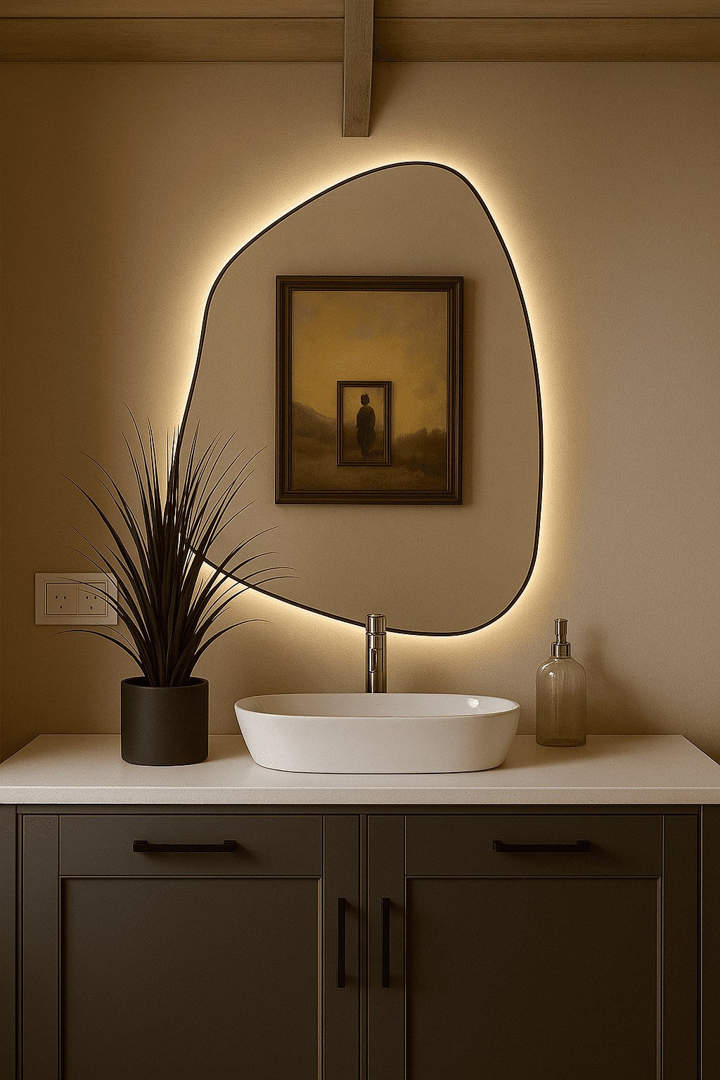 Black Framed Verna Irregular Vanity Mirror (LED)