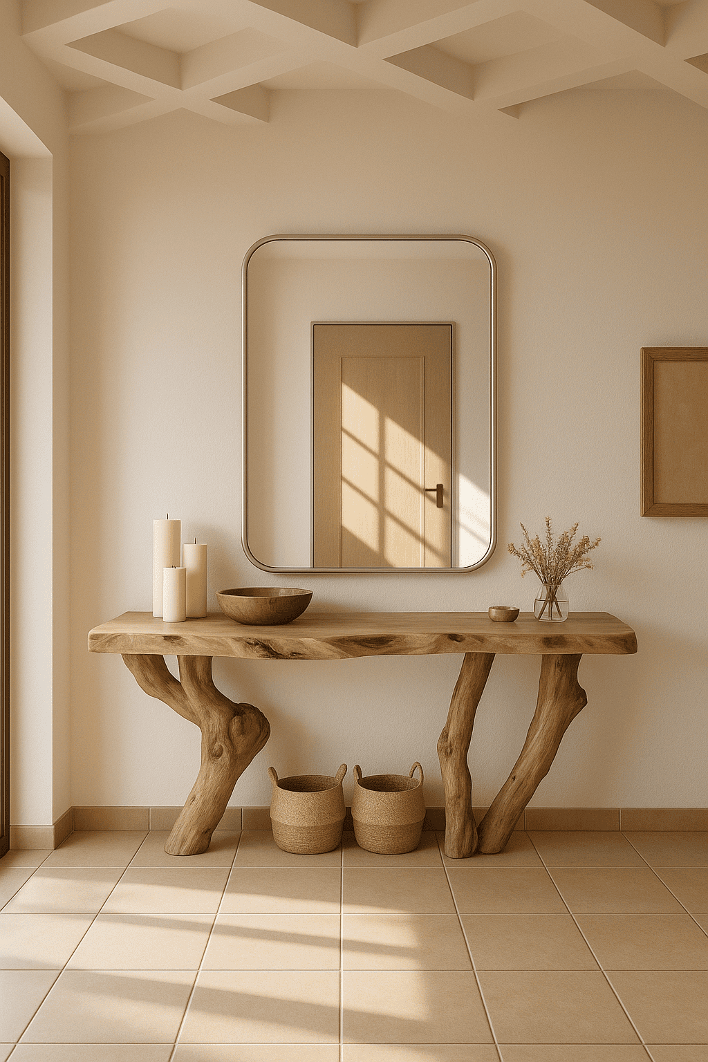 Silver Framed Rounded Corners Rectangular Wall Mirror - Wall Mirror - HomeCene UAE