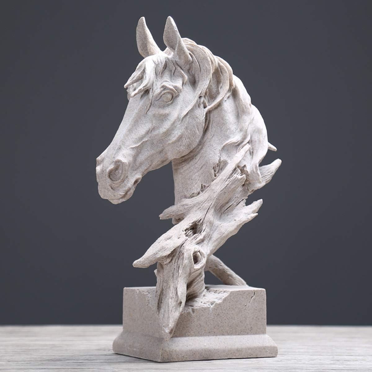 Horse Bust Resin Sculpture Beige