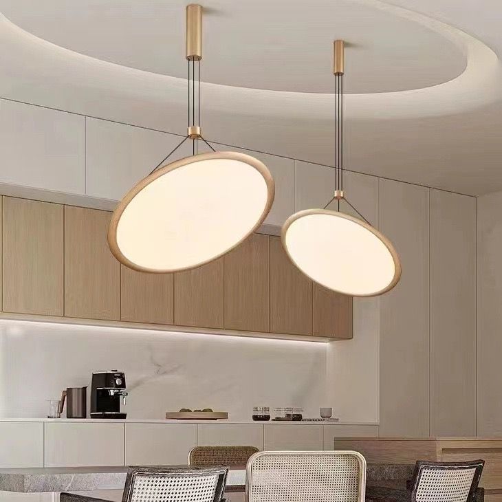Modern Adjustable Disc Pendant Light Gold - Wall Mirror - HomeCene UAE