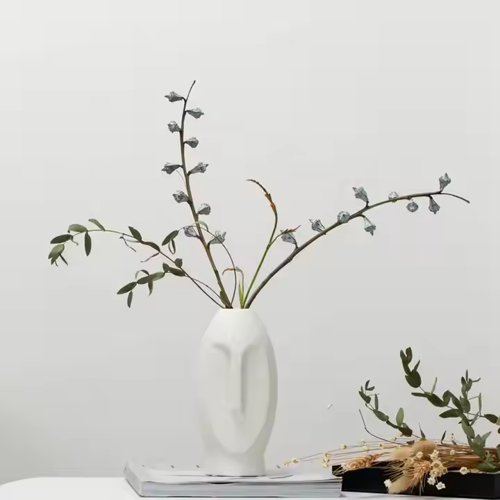 Human Face Vase Decor White