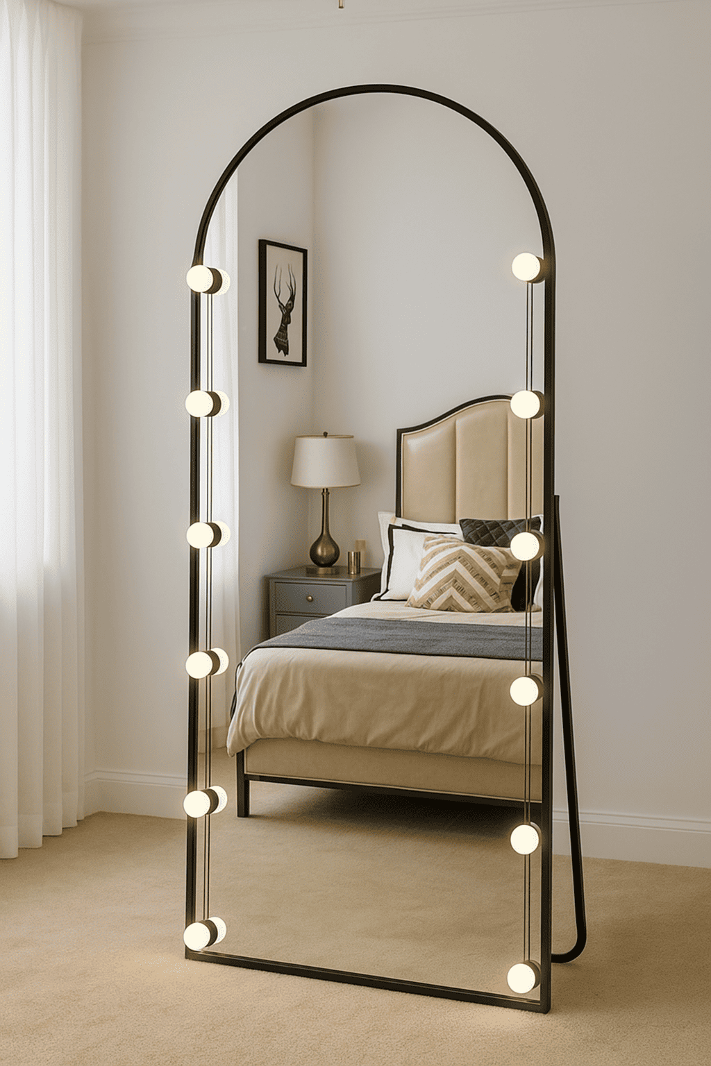 Radiance Black Hollywood Arch LED Mirror - HomeCene UAE
