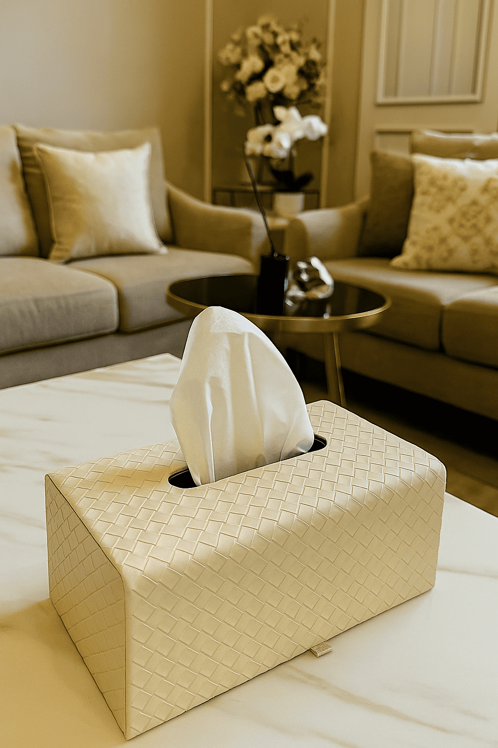 WeaveCraft Tissue Box White - HomeCene UAE