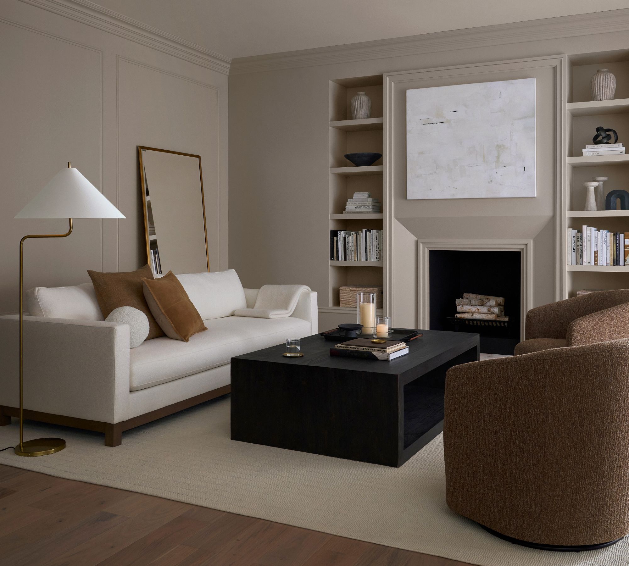 Modern Black Open-Frame Rectangular Coffee Table