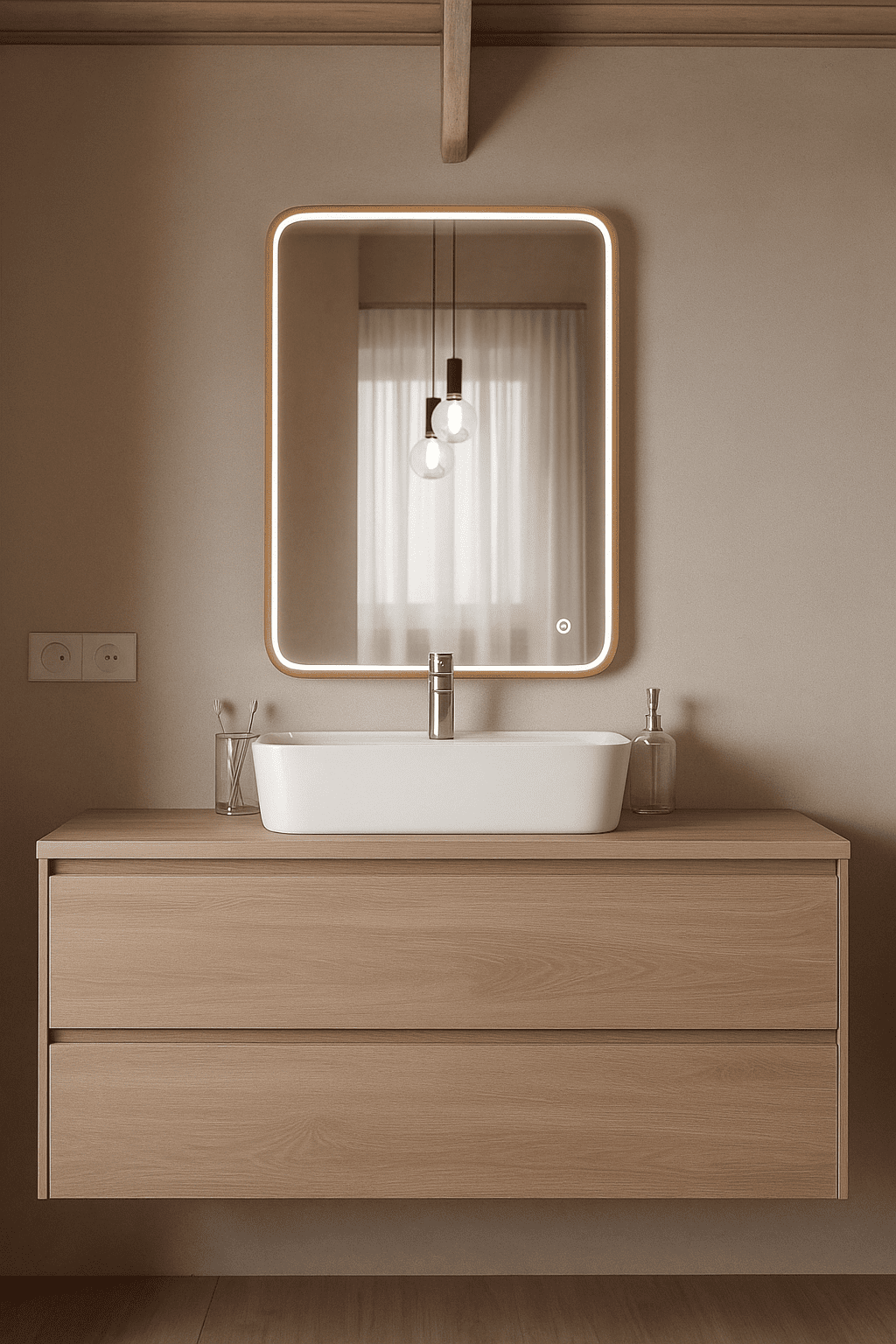 Gold Frame With Inner LED Rectangular Wall Mirror - Wall Mirror - HomeCene UAE