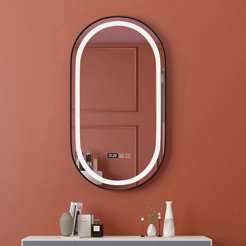 Black Framed Oval Vanity Wall Mirror (LED)