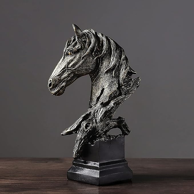 Horse Bust Resin Sculpture Black