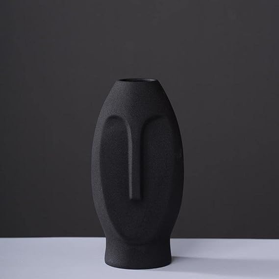 Human Face Vase Decor Black