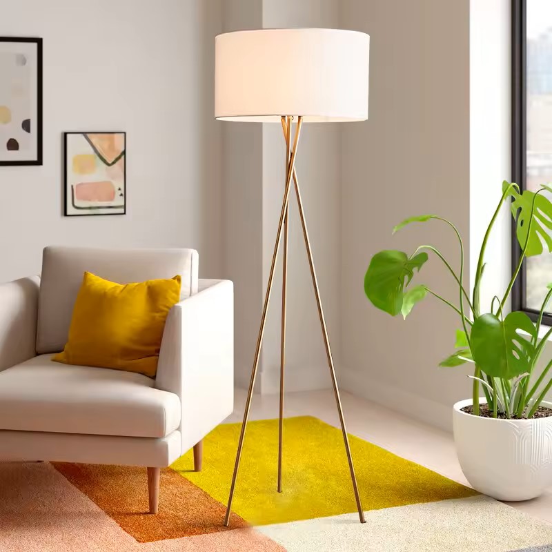 Gold Standing Tripod Floor Lamps - Wall Mirror - HomeCene UAE