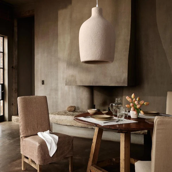 Curved Dome Textured Ceramic Pendant Light