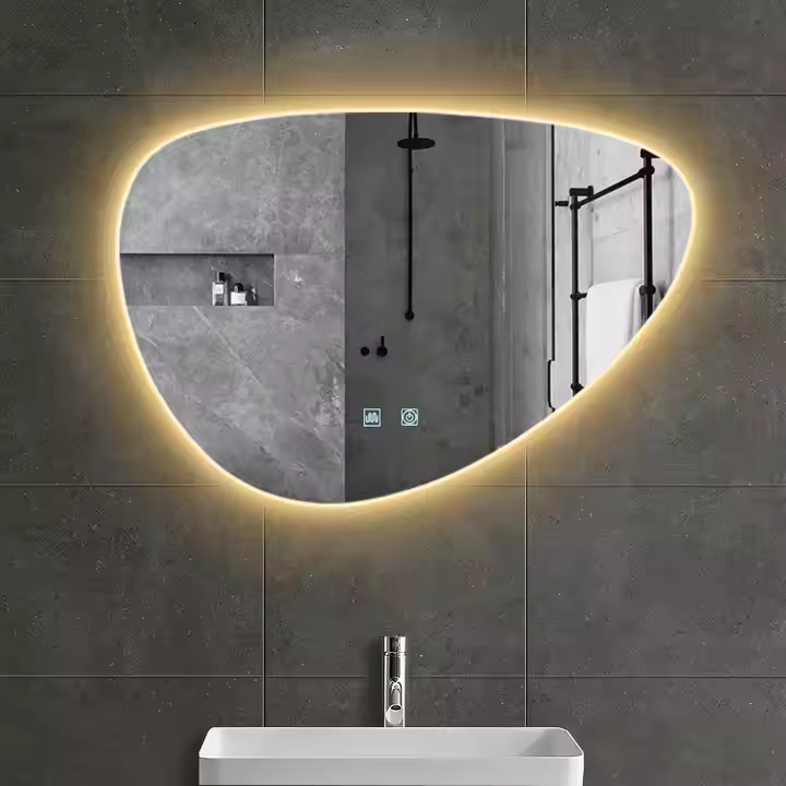 Kaia Triangle Irregular Vanity Wall Mirror Frameless (LED) - HomeCene UAE