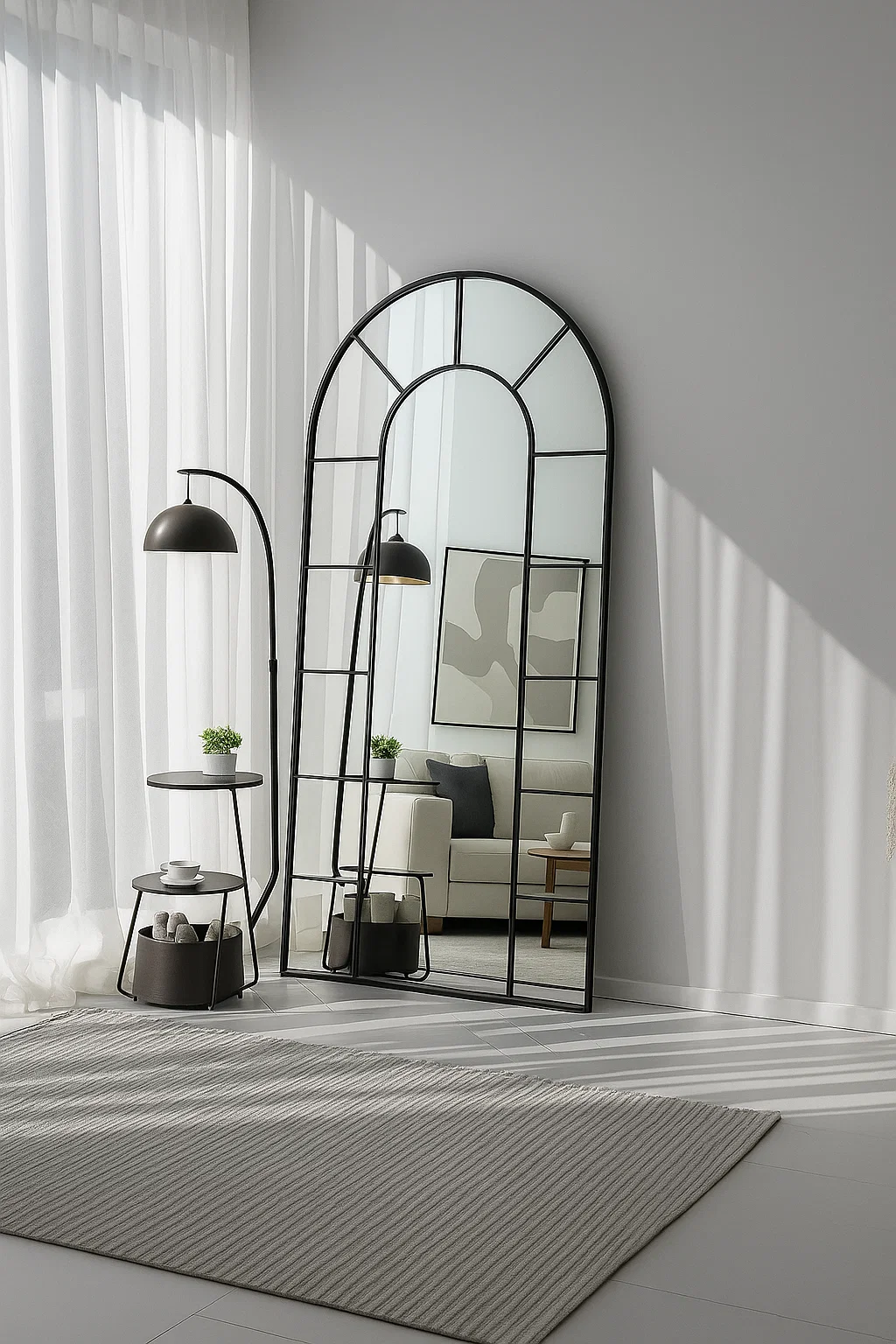 Window Arch Mirror And Multifunctional Floor Lamp - Wall Mirror - HomeCene UAE