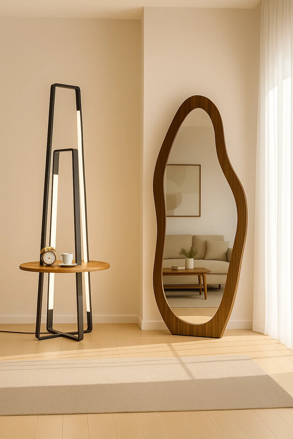 Deep Walnut And Fragment Table Lamp - Wall Mirror - HomeCene UAE