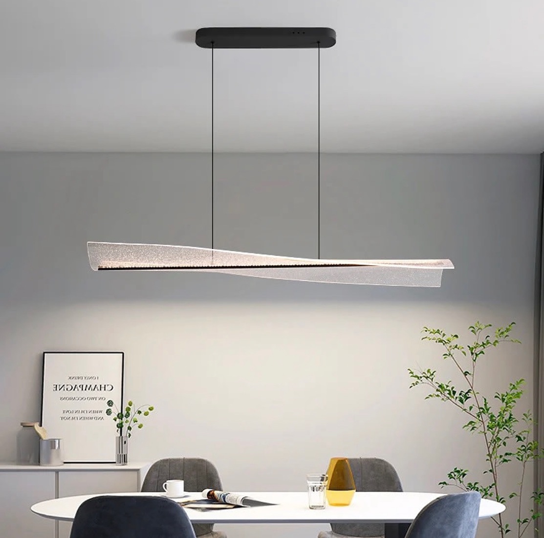 Curved Long Irregular Square Acrylic Aluminum Iron LED