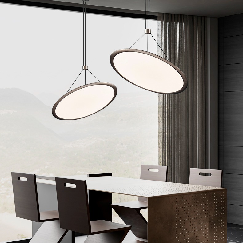 Modern Adjustable Disc Pendant Light Black - Wall Mirror - HomeCene UAE