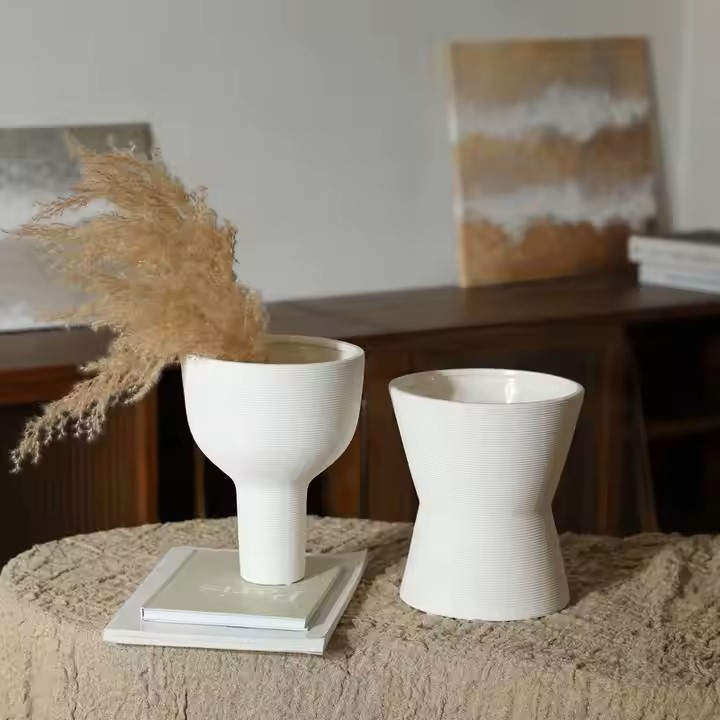 Bowl Rippled Vase Decor