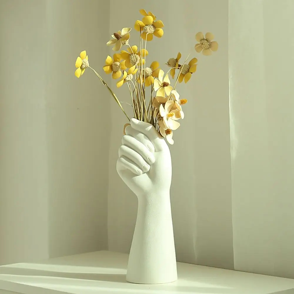 Human Hand Flower Vase White